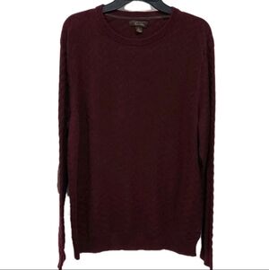Tasso Elba Mens L Soft Touch Chevron Knit Elbow Patch Sweater Cabernet Cotton